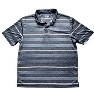 Ben Hogan Performance Mens XL Grey Striped Short Sleeve Golf Polo Shirt
